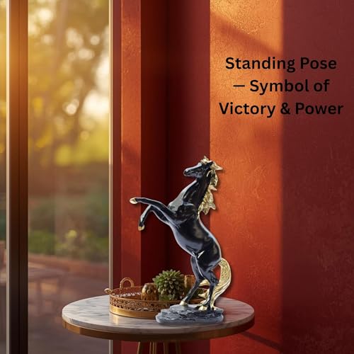 Bronze Finish Horse Pair Showpiece | Two Running Horses Figurine for Home Decor, Office Desk & Gifting | Symbol of Strength, Speed & Success (8 * 7inch)