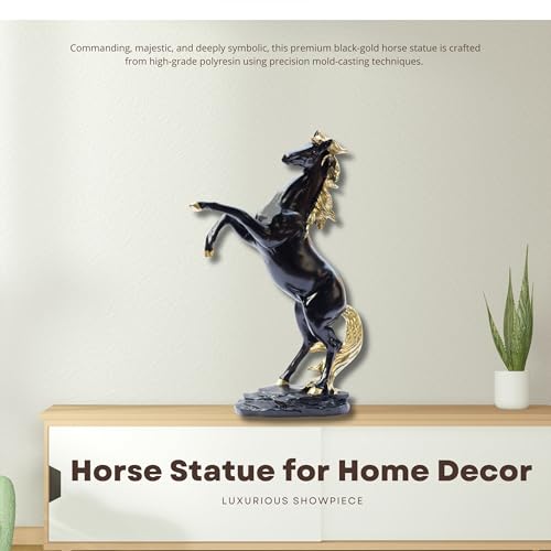 Bronze Finish Horse Pair Showpiece | Two Running Horses Figurine for Home Decor, Office Desk & Gifting | Symbol of Strength, Speed & Success (8 * 7inch)