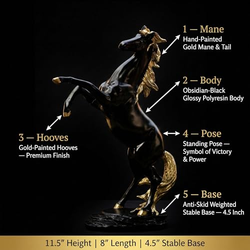 Bronze Finish Horse Pair Showpiece | Two Running Horses Figurine for Home Decor, Office Desk & Gifting | Symbol of Strength, Speed & Success (8 * 7inch)