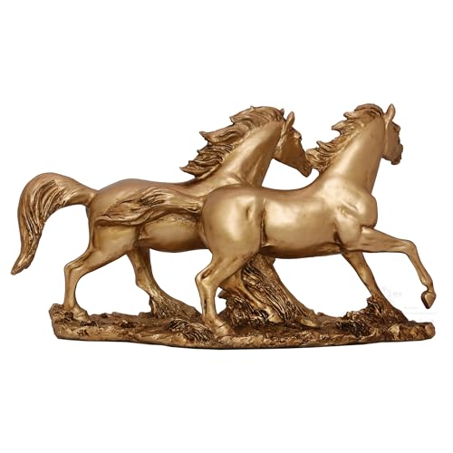 Galloping Horses Statue Showpiece for Living Room, Home Decor, Symbol of Success Tabletop Figurine for Weddings, Anniversaries, Festive Corporate Gifting (Race Horses)