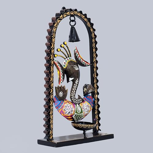 Ganesh Tea Light Candle Diya with Ringing Bell Decorative Metal Statue Showpiece for Living Room Home Decor, Tabletop, Diwali Gift