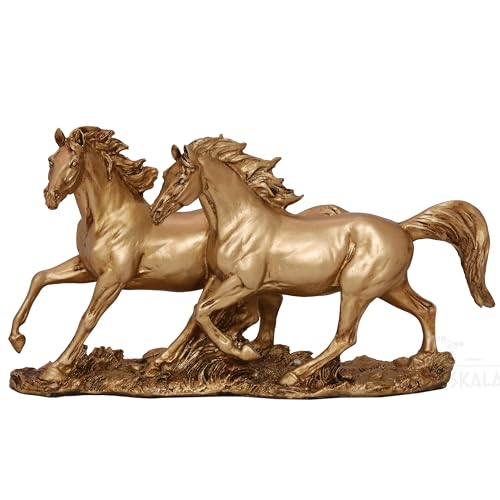 Galloping Horses Statue Showpiece for Living Room, Home Decor, Symbol of Success Tabletop Figurine for Weddings, Anniversaries, Festive Corporate Gifting (Race Horses)