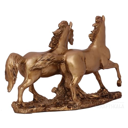 Galloping Horses Statue Showpiece for Living Room, Home Decor, Symbol of Success Tabletop Figurine for Weddings, Anniversaries, Festive Corporate Gifting (Race Horses)