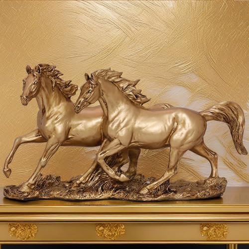Galloping Horses Statue Showpiece for Living Room, Home Decor, Symbol of Success Tabletop Figurine for Weddings, Anniversaries, Festive Corporate Gifting (Race Horses)