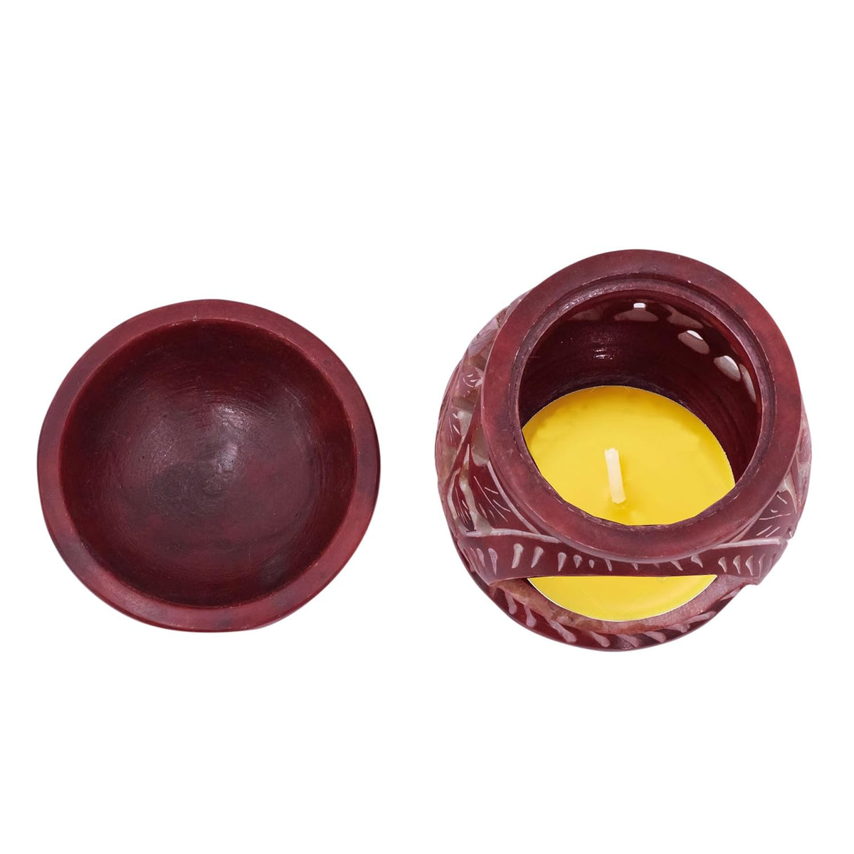 Hand-Carved Soapstone Aromatherapy Diffuser, Essential Oil Burner Aroma Diffuser for Home Fragrance (Floral)