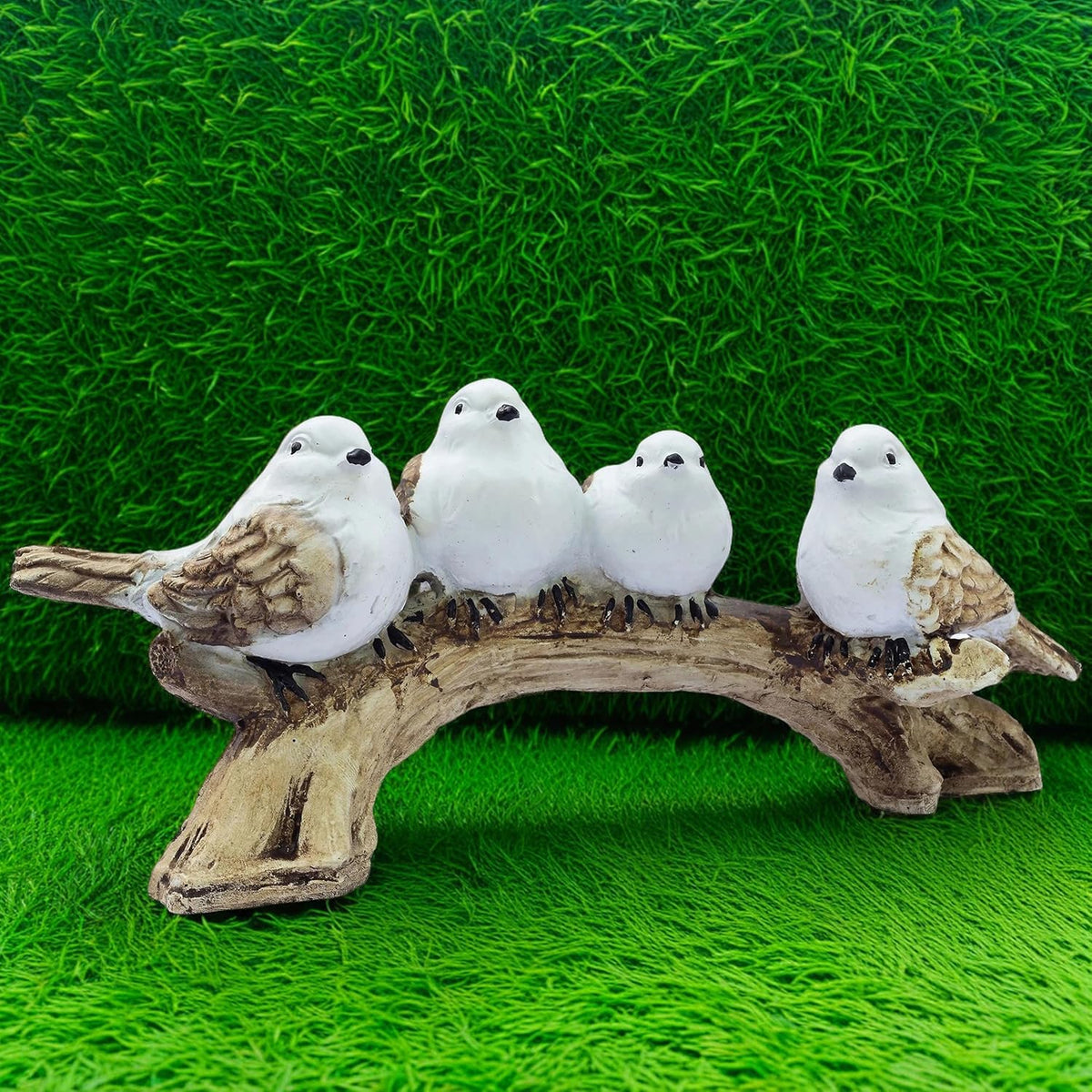 Adorable 4 Birds on a Branch Statue - 9" x 4" Charming Polyresin Home Decor, Bird Lovers Gift, Miniature Tabletop Figurine