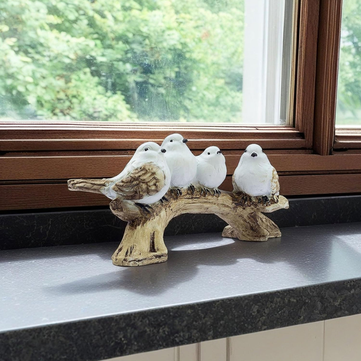 Adorable 4 Birds on a Branch Statue - 9" x 4" Charming Polyresin Home Decor, Bird Lovers Gift, Miniature Tabletop Figurine
